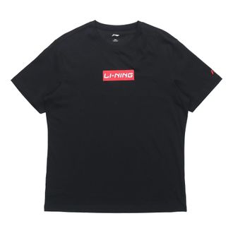 Li-Ning Box Logo T-shirt Black Red AHSR665-1