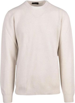 Roberto Collina Maglione Girocollo - Heren - Ronde hals truien - Beige - XL - Wol - Truien & Vesten