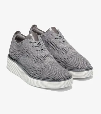 Cole Haan Original Grand Platform Stitchlite Oxford Womens Gray Shoes FZP239