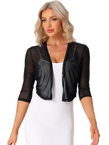 Cardigan Femme Allegra K à Manches Longues - Taille Nouable, Ourlet à Volants, Côtelé, Pour Bureau Ou Sortie Décontractée