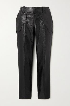 Tom Ford Pantaloni A Gamba Dritta In Lamé - Nero