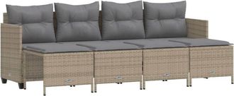 vidaXL Juego De Sof&aacute;s Jard&iacute;n Con Cojines 5 Pzas Rat&aacute;n Sint&eacute;tico Beige Vidaxl