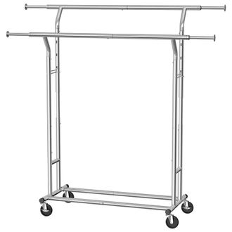 Songmics Perchero para ropa regulable con 4 ruedas cromado