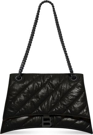 Balenciaga Black Crush Large Leather Shoulder Bag - Womens - Leather