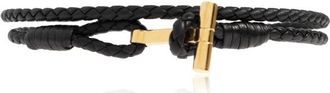 Tom Ford Gevlochten leren T-armband - Heren - Armbanden - Zwart - M - Leer - Accessoires