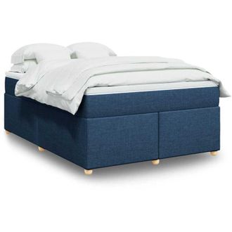 vidaXL Cama Box Spring Con Colch&oacute;n Tela Azul 140x190 Cm Vidaxl