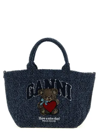 Ganni Blue Bear Small Tote