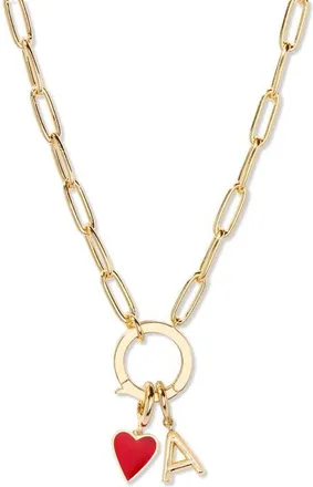Brook & York Cameron Initial Heart Charm Necklace in Gold A at Nordstrom
