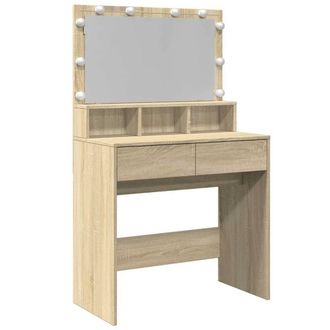 Berkfield Home Dressing Table with LED Sonoma Oak 80x41x134.5 cm in Light Brown