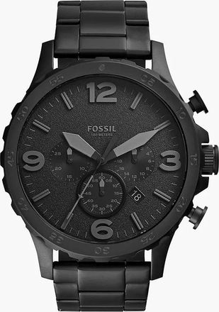 Fossil Mens Nate Chronograph, Black Stainless Steel Watch