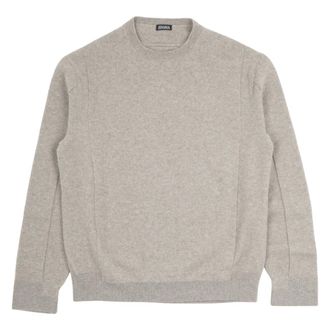 Ermenegildo Zegna Round-neck Knitwear, male, Beige, Size: XL Crew Neck Sweater