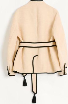 Valentino Giacca In Canvas Di Seta E Juta Con Ricamo Vg Uomo BURRO 46