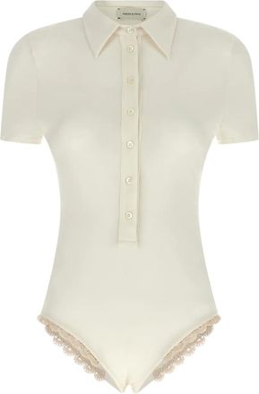 Magda Butrym Body con dettaglio alluncinetto - Bianco