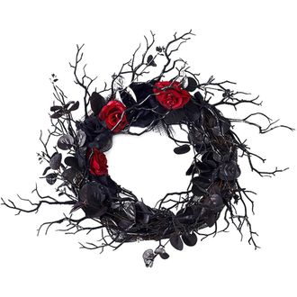 OEM Una Corona G&oacute;tica De Halloween Adornada Con Rosas Artificiales, Vers&aacute;til Y Perfecta Para La Decoraci&oacute;n