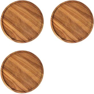 OEM 3 Bandejas Redondas De Madera, Bandeja De Servir De Madera, Bandeja Para Servir, Tabla Para Embutidos Y Aperitivos, Organizador De Bandejas