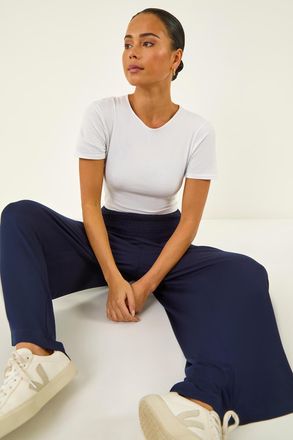 Roman Shirred Wide Leg Stretch Trouser