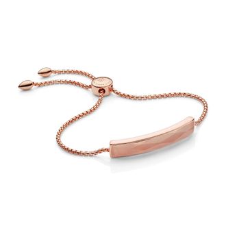 Monica Vinader Rose Gold Baja Facet Bracelet Rose Quartz