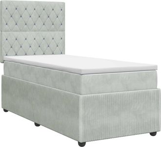 vidaXL Cama Box Spring Con Colch&oacute;n Gris Claro 100 X 200 Cm Terciopelo Vidaxl