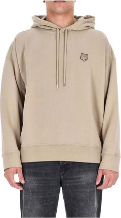 Maison Kitsun&eacute; Fox Head Oversize Hoodie - Heren - Hoodies - Beige - L - Katoen - Hoodies & sweatvesten
