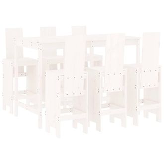Berkfield Home 7 Piece Garden Bar Set White Solid Wood Pine