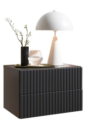 CARRYHOME Nachtk&auml;stchen, Graphitfarben, Holzwerkstoff, 2 Schubladen, 42x28x30 cm, h&auml;ngend, Schlafzimmer, Nachtk&auml;stchen