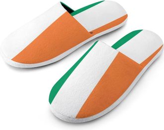 Generic Ireland Flag Cotton Slippers for Men Memory Foam House Slippers Soft Anti-skid Sole Indoor Outdoor Shoes