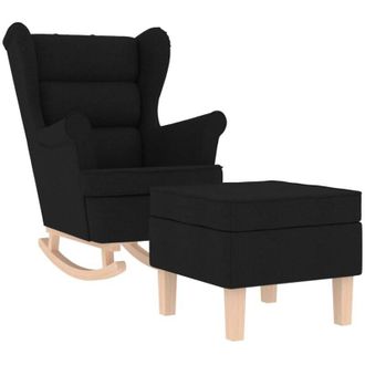 vidaXL Sill&oacute;n Mecedora Con Taburete Tela Negro Vidaxl