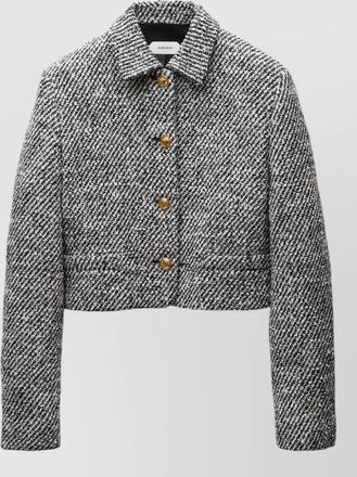 Versace boucl&eacute; wool cropped single breasted coat
