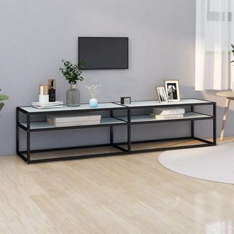 vidaXL Vidaxl - Mueble De Tv Vidrio Templado Color M&aacute;rmol Blanco 180x40x40,5 Cm