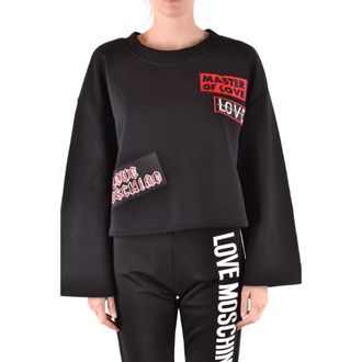 Love Moschino Oversized Zijden Training Shirt - Dames - Sweatshirts - Zwart - M - Hoodies & sweatvesten