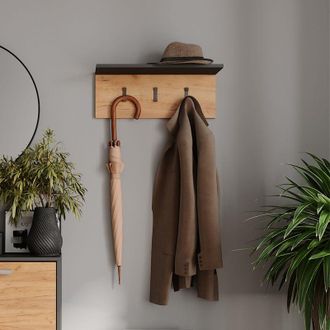 Vicco Perchero De Pared Orlando, Antracita/roble Dorado, 60 X 21.6 Cm