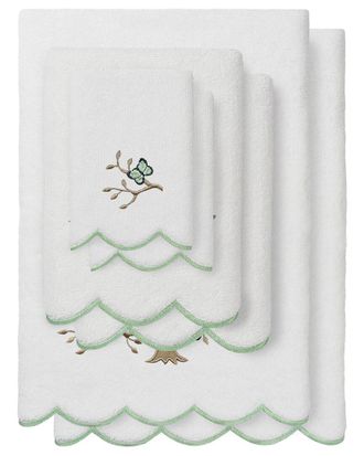 Linum Home Textiles 100% Turkish Cotton Teresa Scallop 6Pc Embellished Towel Set