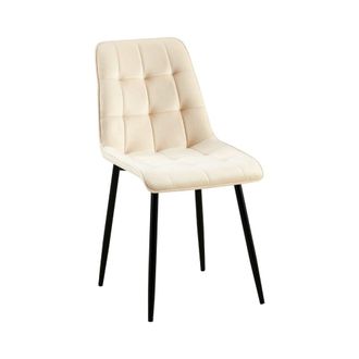 Clp Silla de comedor con reposapi&eacute;s en terciopelo crema