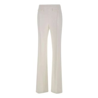 Elisabetta Franchi Wide Trousers, female, White, Size: XL Trousers in double layer stretch crepe