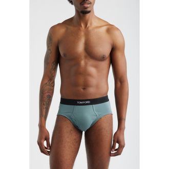 Tom Ford Cotton Stretch Jersey Briefs in Teal at Nordstrom, Size Xx-Large