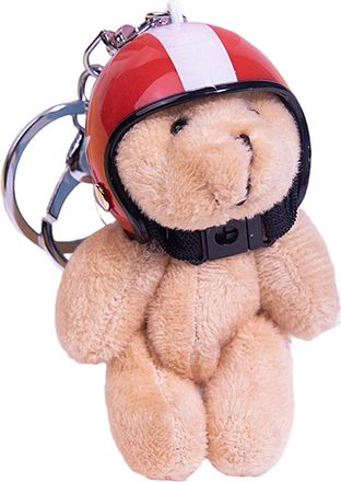 Generic Bear Stuffed Animal Keychain,Small Stuffed Bear Keychain,Bear with Motorbike Hat Pendant for Stuffed Animal Bag - Doll Pendant, Animal Keychain, Furry