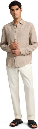 Onia Linen Long Sleeve Shirt in Brown Multi at Nordstrom, Size X-Large