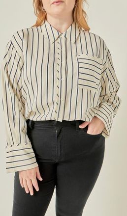 English Factory Striped Button Shirt in Navy Stripe at Nordstrom, Size 1X