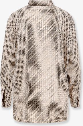 Balenciaga Womens Silk Shirt All-Over Print Beige