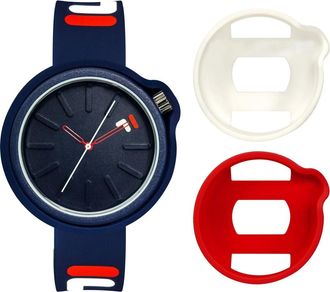 Fila Unisex Volwassen Horloge Filastyle 44 mm WIT & Rood Siliconen Hoes Siliconen Band 38-315 - unisex - Horloges - Blauw - ONE Size - Accessoires