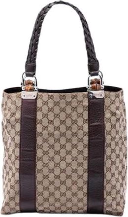 Gucci Pre-owned Shoulder Bags, female, Beige, Size: ONE SIZE Pre-owned Canvas Tote