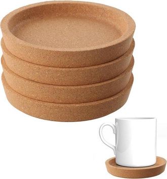OEM 5 Posavasos De Corcho, Extra Gruesos, Con Borde Elevado, Reutilizables Y Absorbentes, Apilables, De Madera, Para Bebidas Y Vasos, 10,3 &times; 1,7 Cm