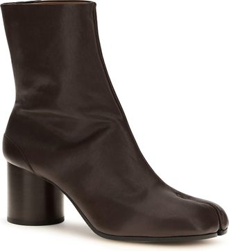 Maison Margiela Womens Ankle Boots Tabi Mocha Lambskin Leather