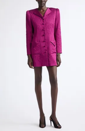 Valentino Floral Embossed Cady Blazer Dress in Violet at Nordstrom, Size 42