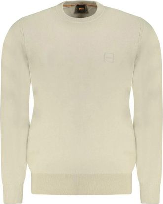 HUGO BOSS Crew Neck Jumper - Heren - Ronde hals truien - Beige - L - Katoen - Truien & Vesten