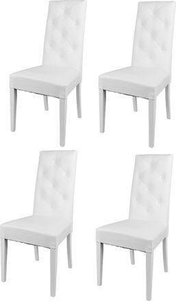 Tommychairs Tommychairs 4 Sillas Chantal En Haya, Asiento En Polipiel Blanca