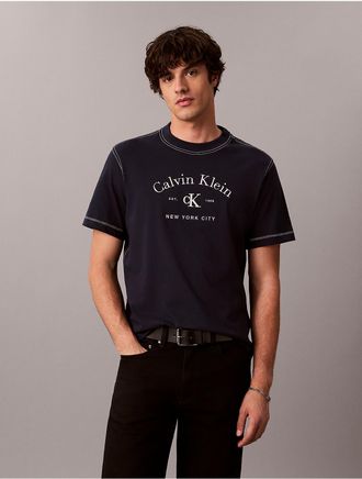 Calvin Klein Jeans Calvin Klein Mens Varsity Logo Washed Easy Tee - Blue - 2XL