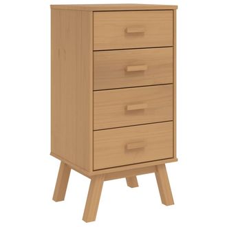 vidaXL Mesita De Noche Olden Madera Maciza De Pino Marr&oacute;n Vidaxl