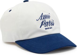 Ami Ami Paris Logo-embroidered Contrasting Cotton cap - White And Blue - One Size