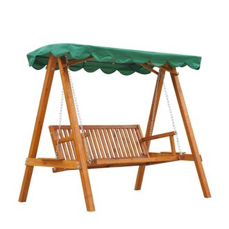 OUTSUNNY 3 Seater Wooden Wood Garden Swing Chair Seat in Green